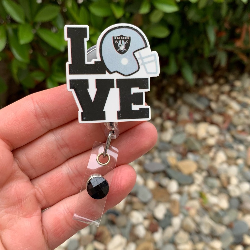 NFL Football Las Vegas Raiders Retractable Badge Holder Lanyard ID Reel Gift